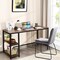 Costway 55'' Computer Desk Office Study Table Workstation Home w/ Adjustable Shelf Black/Coffee/Brown